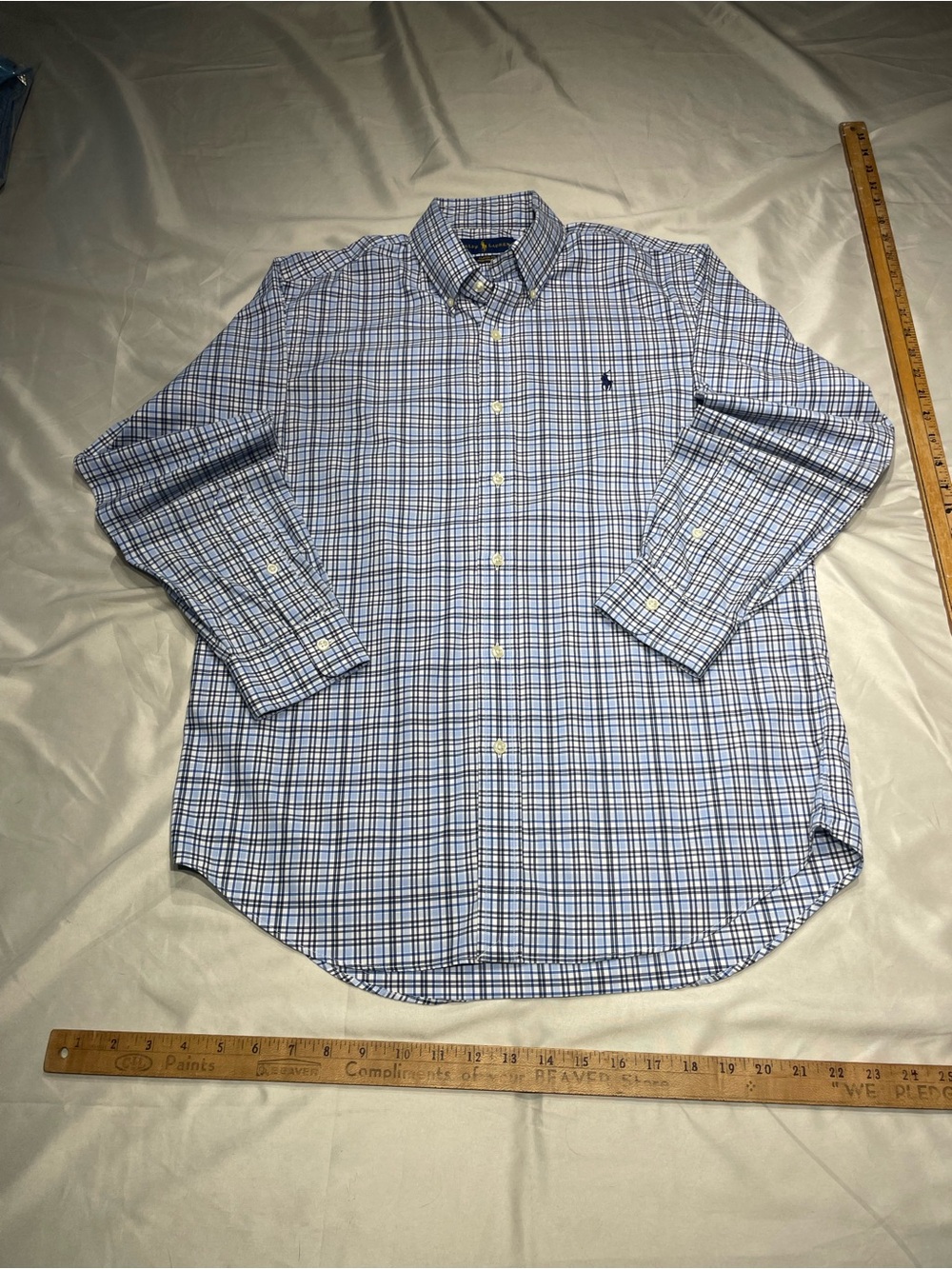 Ralph Lauren Light Blue & Navy Plaid Button-Down Shirt